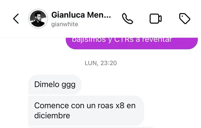 Gianluca: «empecé con un ROAS x8»