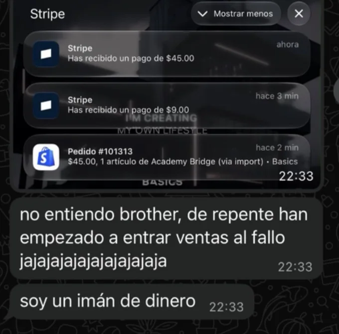 David Basics: más pagos de Stripe. «No entiendo brother, de repente han empezado a entrar ventas al fallo. Soy un imán de dinero»