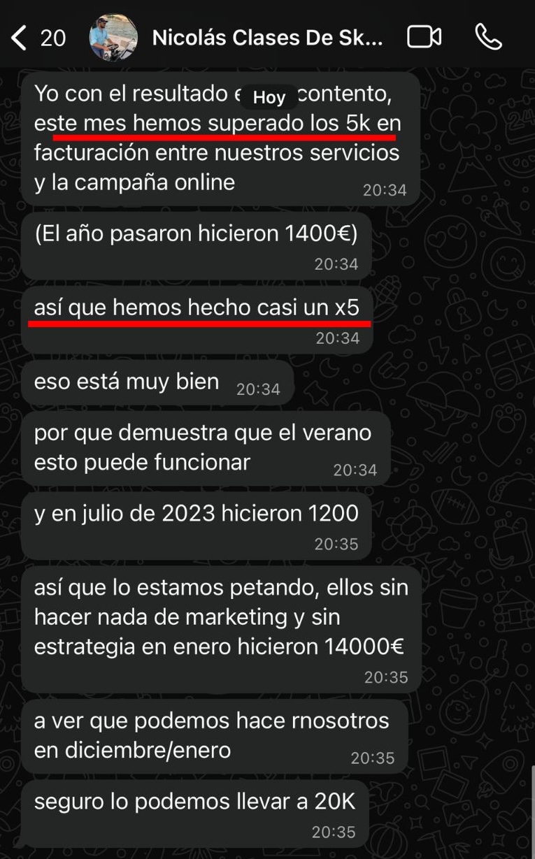 Chat WhatsApp - Nicolás 5k facturación