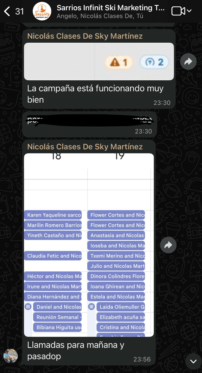 Chat WhatsApp - Nicolás Ski Marketing